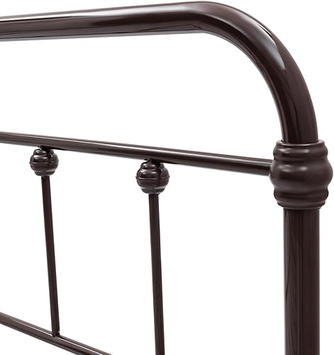 Miniatura 6 de Giantex Base de cama de plataforma tamaño Queen, marco de cama de metal con cabecero y estribo, listones de acero y soporte de 9 patas para base de