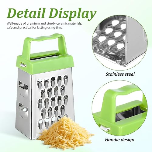 Miniatura 4 de jojofuny 6 mini ralladores de queso: caja pequeña de acero inoxidable para cocina casera, trituradora de alimentos vegetales multiusos con asas para
