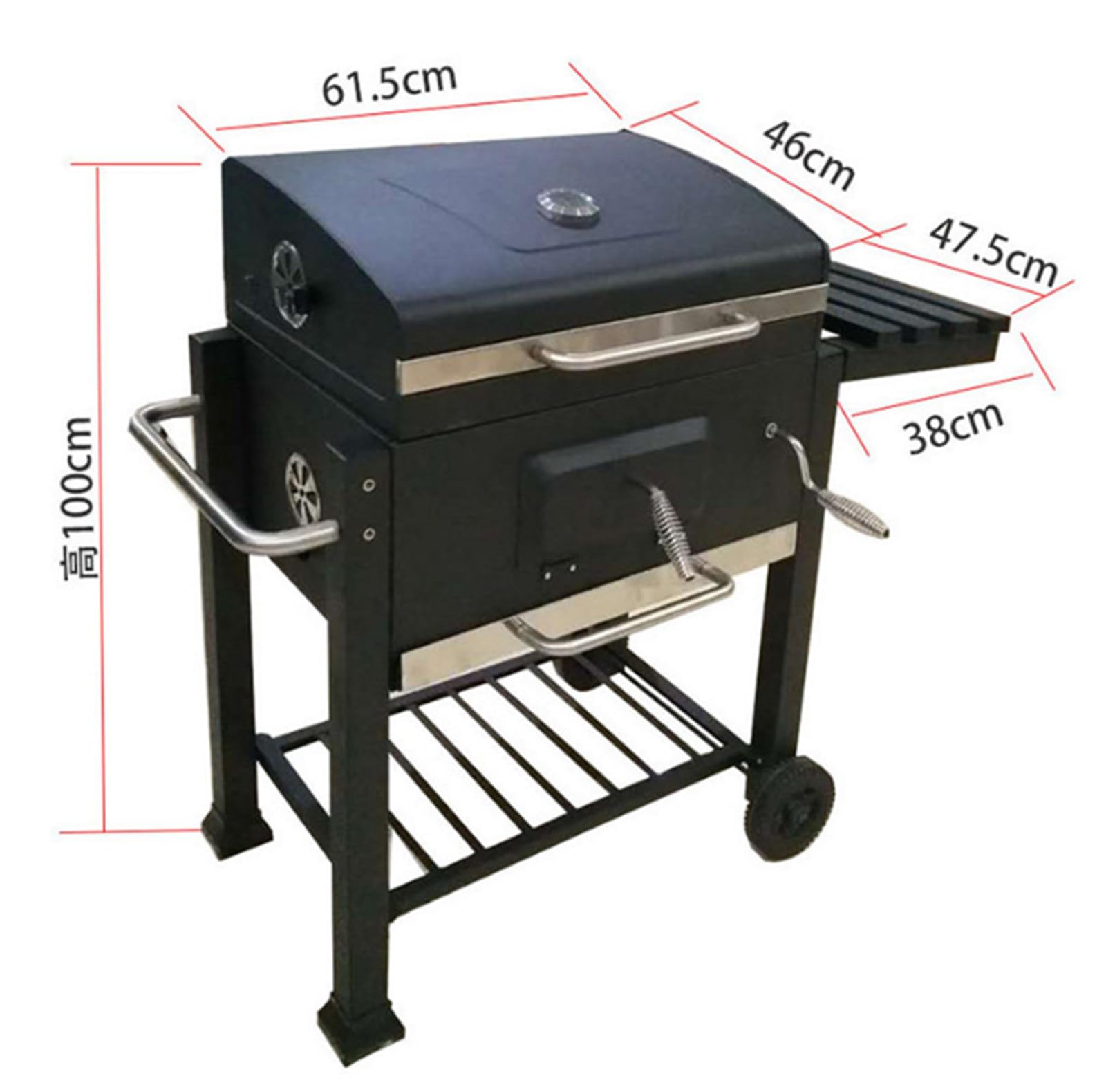 Przenośny grill węglowy dla 5-10 osób, grill zewnętrzny ze stali nierdzewnej ze składaną półką, idealny na patio na świeżym powietrzu, grillowanie w ogrodzie i na podwórku,