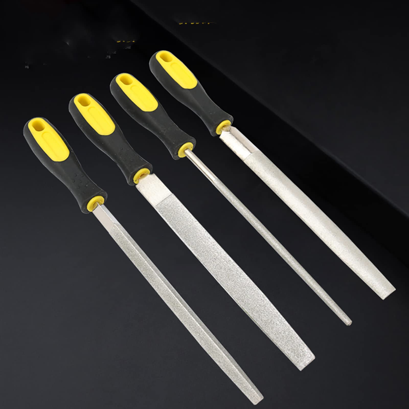 ZPECIAL Handwerkzeug-Sets, 4-teiliges Feilen-Set, Diamant-Feilen-Set, Metall-Holzraspeln mit Flacher, Halbrunder, runder und dreieckiger Feile (Größe: 310 mm)