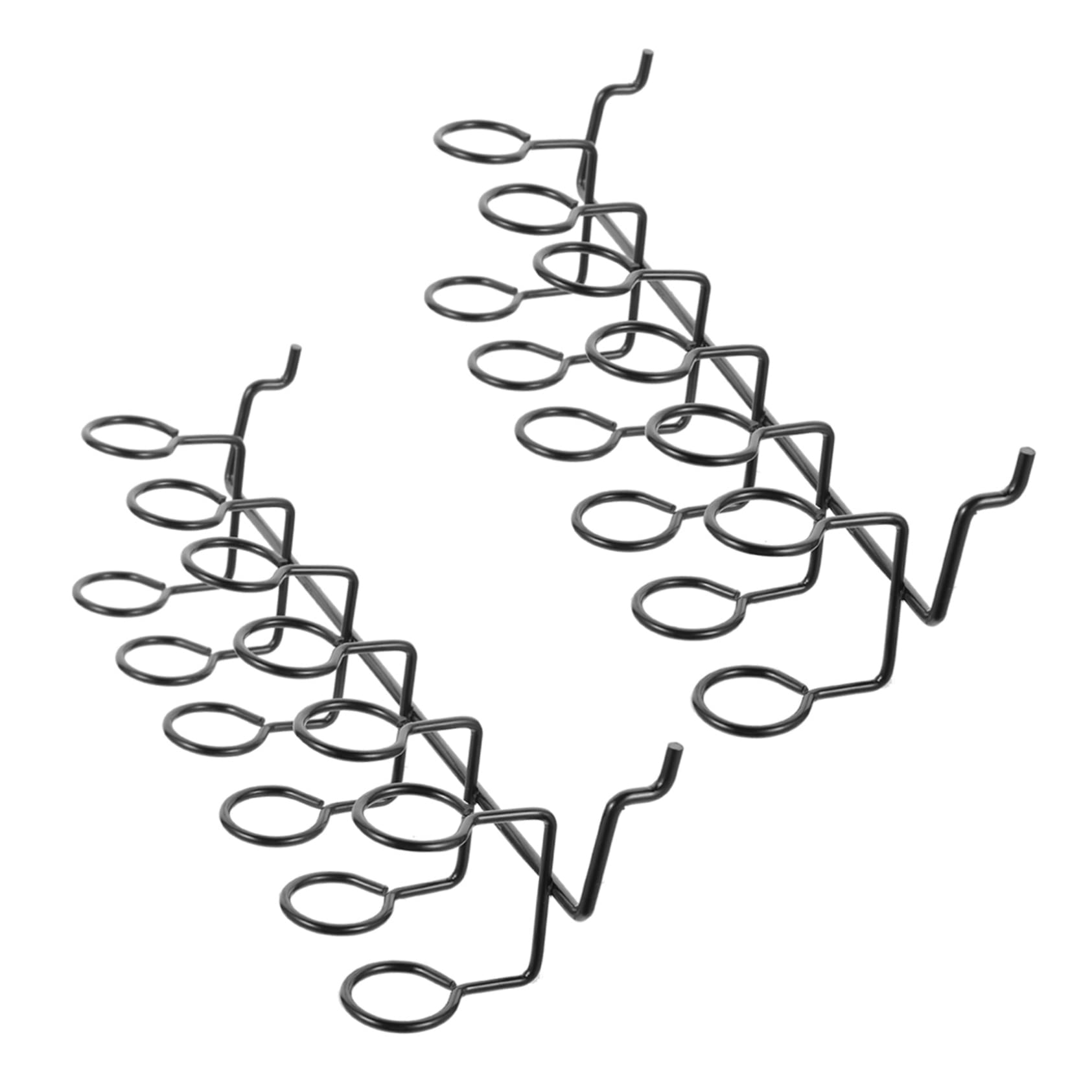 KONTONTY Iron Pegboard Screwdriver Organizer 2pcs Tool Holder Metal Tool Rack Garage Organizer Multi-ring Design Hooks