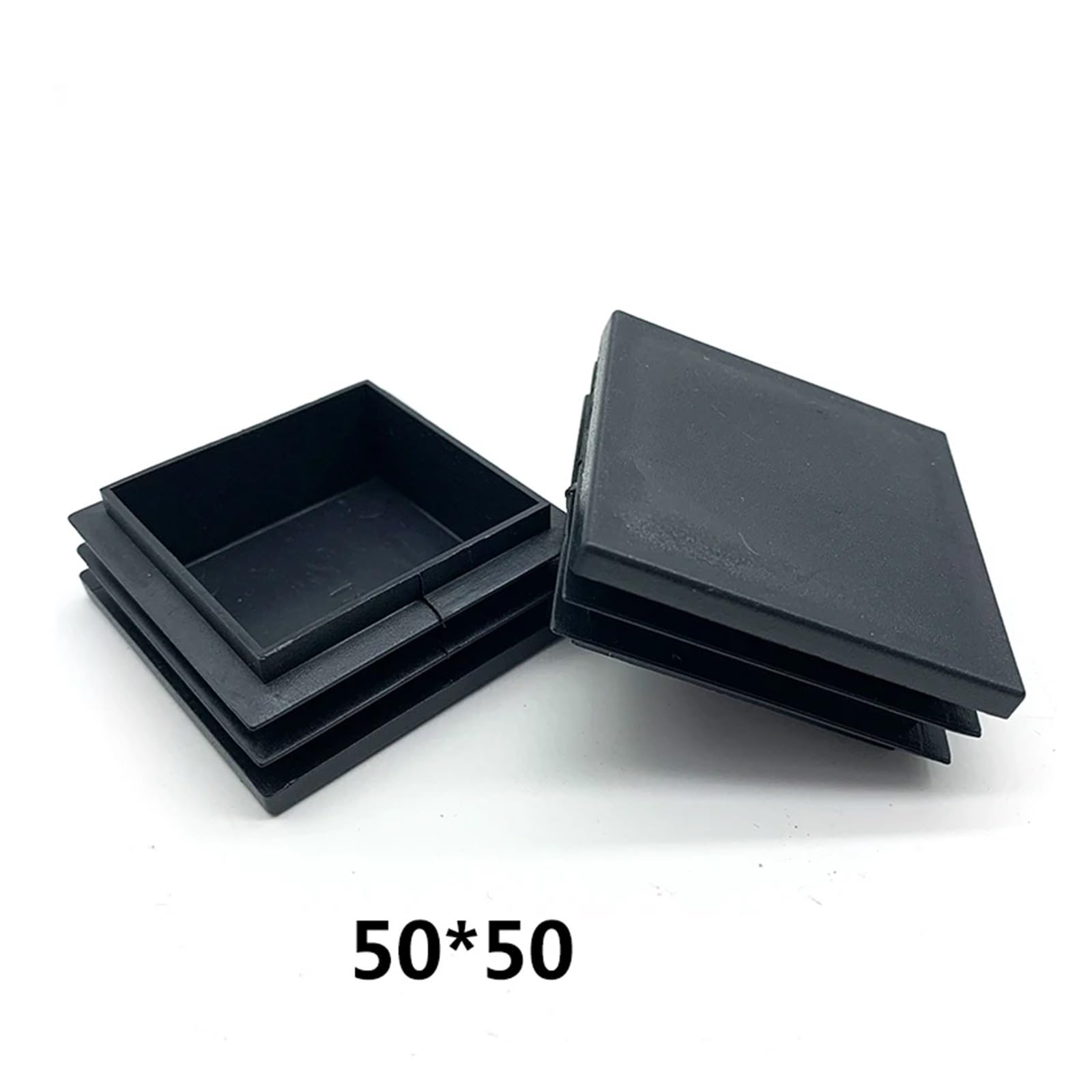 Prostokątna zatyczka do rur ze stali czarnej antypoślizgowe nakładki na nogi meblowe 60 x 60 mm 50 x 50 mm 40 x 40 mm chroni podłogi trwałe nasadki do rur zestaw 8 szt. (38 EU)