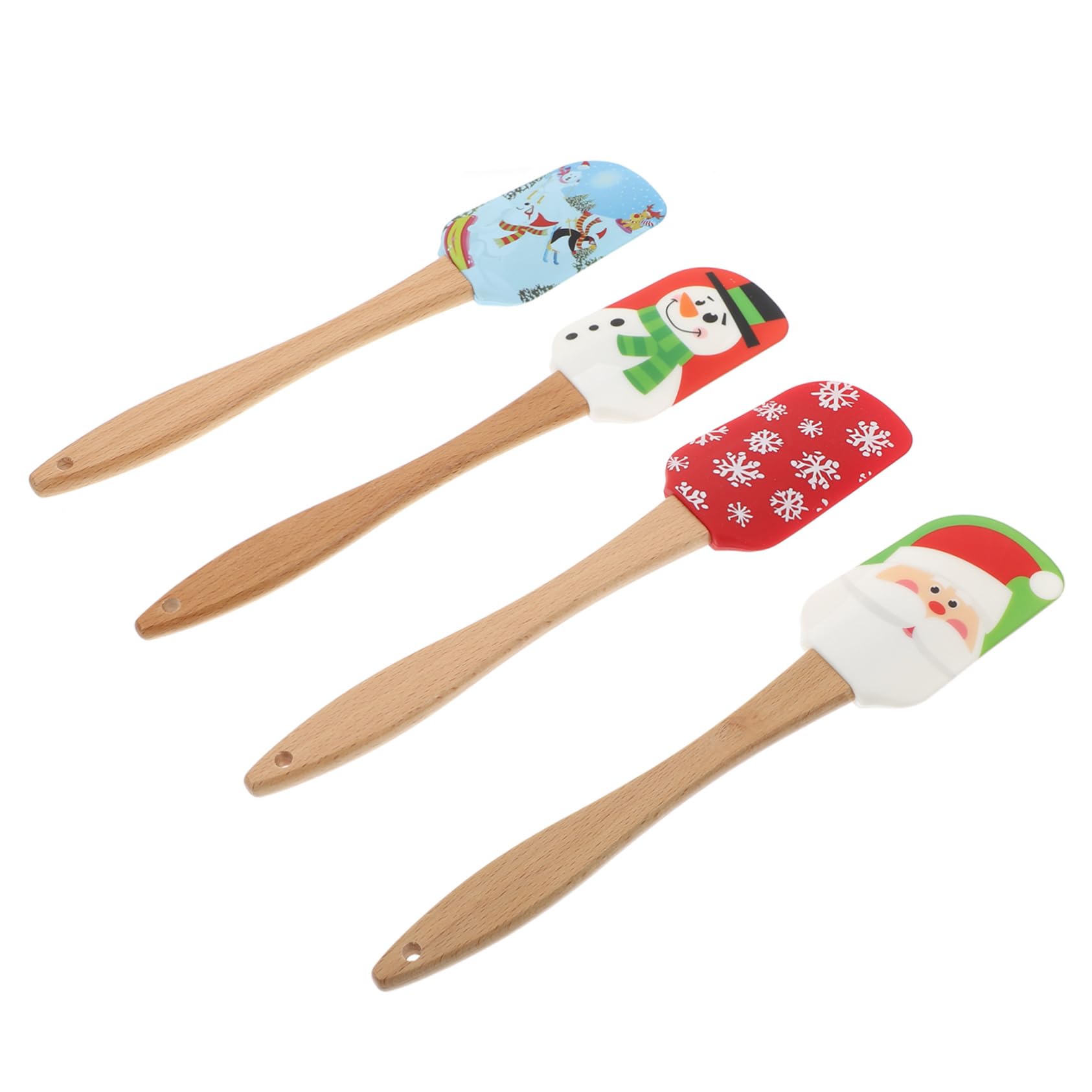ULTECHNOVO Espátulas de Silicona Diseño Ergonómico Juego de 4 para Repostería Navideña y Aptas para Uso Alimentario Color Aleatorio Ideales para Cocina en Casa y Restaurante