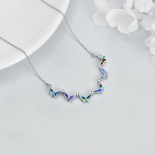 Miniatura 5 de AXELUNA Collar con dije de estrella de David de plata de ley con diseño de mariposa magnética plegable hexagonal para mujer