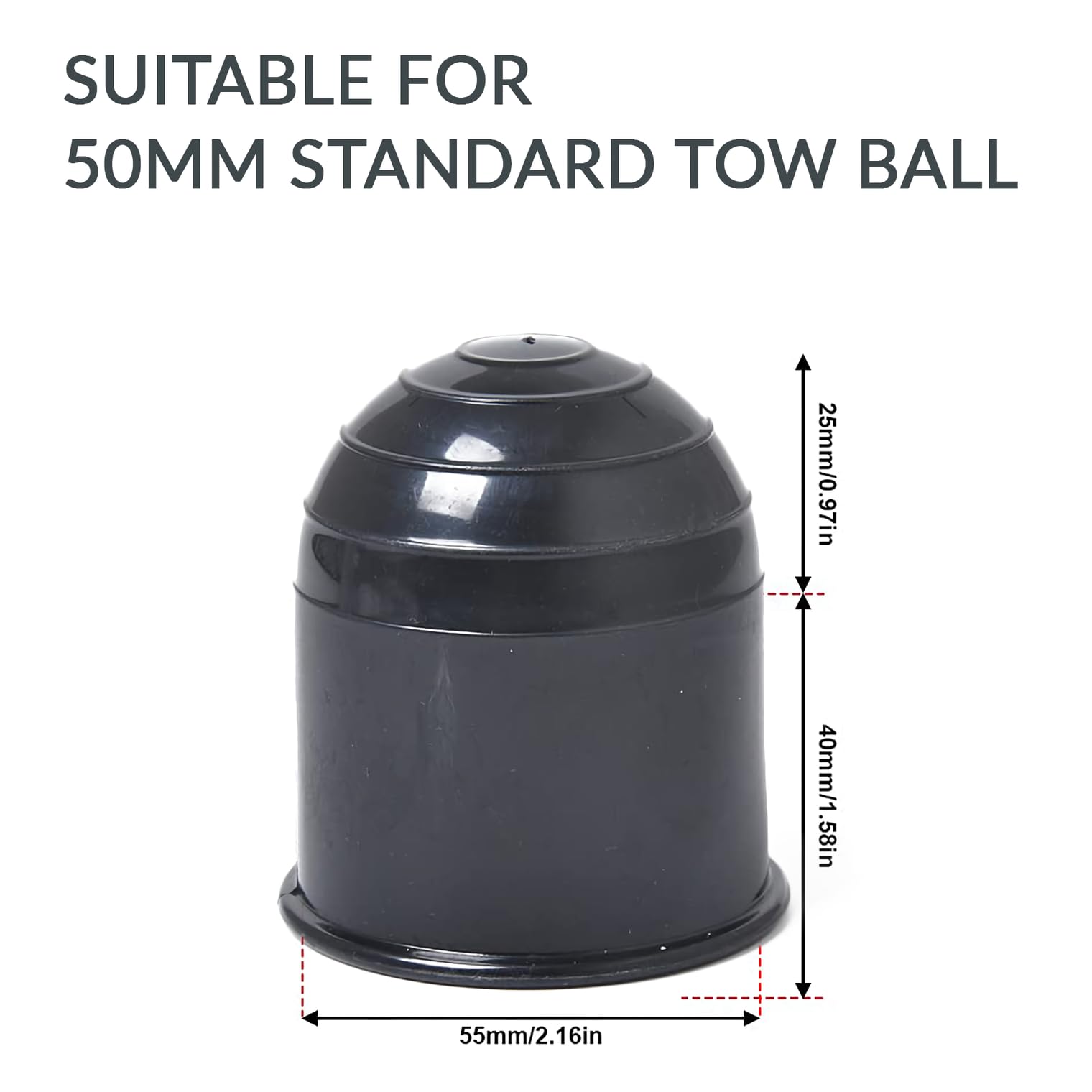 Cache Boule Attelage 50 Mm Noir – Protection Remorque Voiture Camion Camping-Car, Anti-Rouille