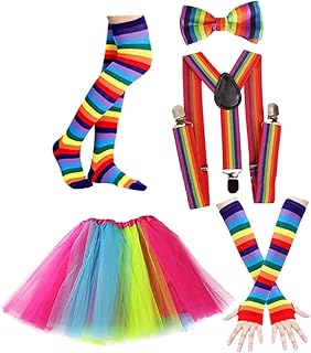 BESTOYARD Traje De Bobo Da Corte Roupas Infantis Para Meninas Meia Para Adultos 1 Conjunto De Saia Tutu Arco-Íris Para De Festa Neon Crianças Saia Tutu Arco-Íris