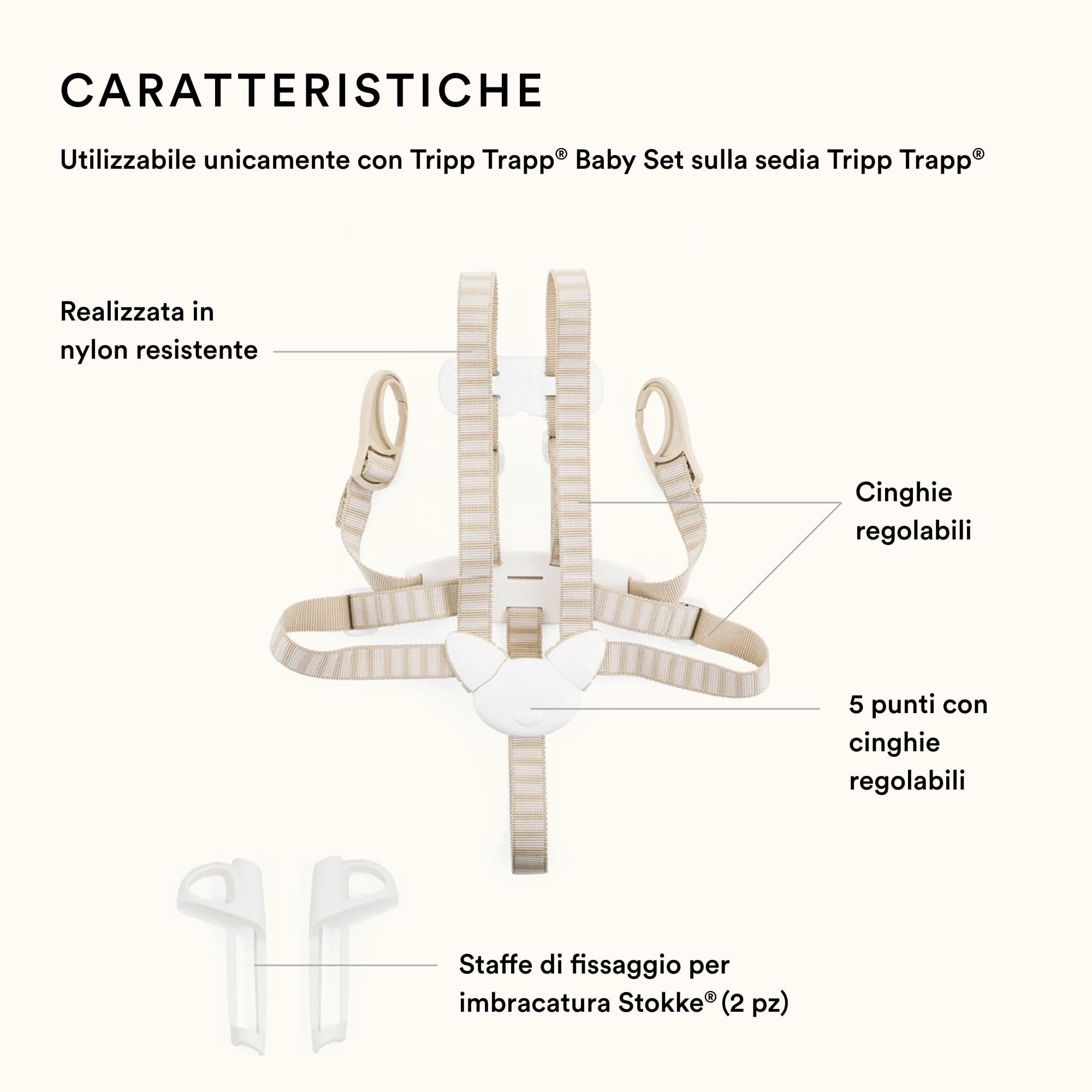 Stokke Cintura di sicurezza a 5 punti per la sedia Tripp Trapp - Per bambini da 6 a 36 mesi - Compatibile con i modelli Tripp Trapp prodotti dal maggio 2006
