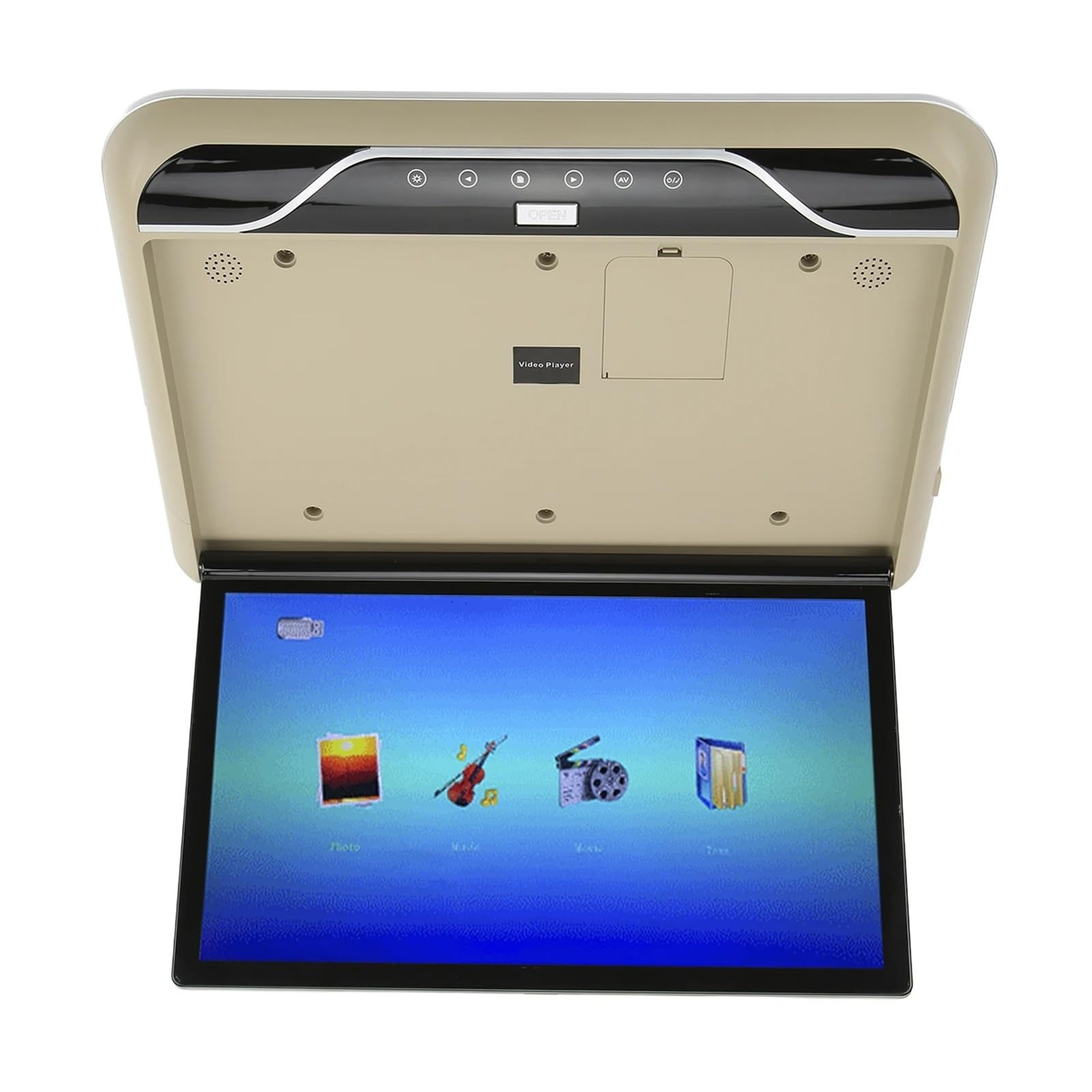 19in Car Roofmount LCD Monitor Down 1080P 16 Color Touch Control Light USB Input Roof Screen Overhead Player(Beige)