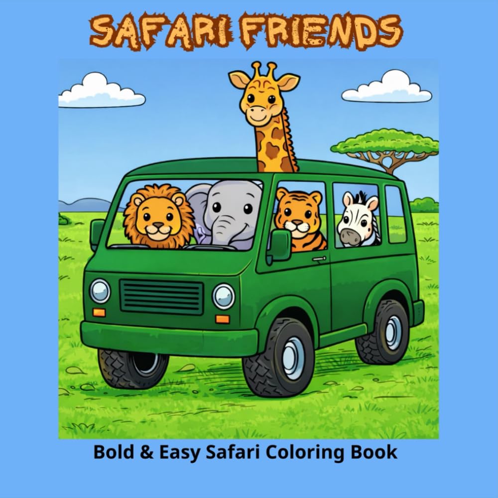 SAFARI FRIENDS: BOLD & EASY COLORING BOOK