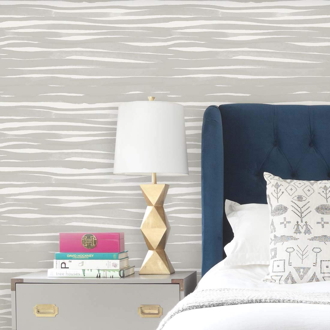 Flipside Gray Painted Stripes Vinyl Peel and Stick Removable Wallpaper, 27 sq. ft. - Each Roll is 18 ft. Long x 18 in. Wide - Safe for Walls - Easy to Apply & Easy to Remove
