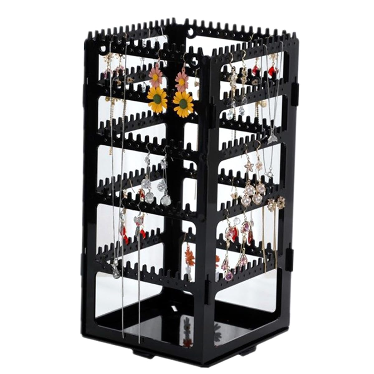 UDSKNV[KSL Rotating Jewelry Display Stand for Necklaces Earrings Earclip Storage Box Portable Earaccessory Stand