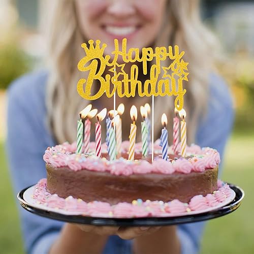 Miniatura 2 de Decoración para tartas de cumpleaños, decoración de pastel de cumpleaños, decoración de pastel de feliz cumpleaños, letrero dorado de feliz