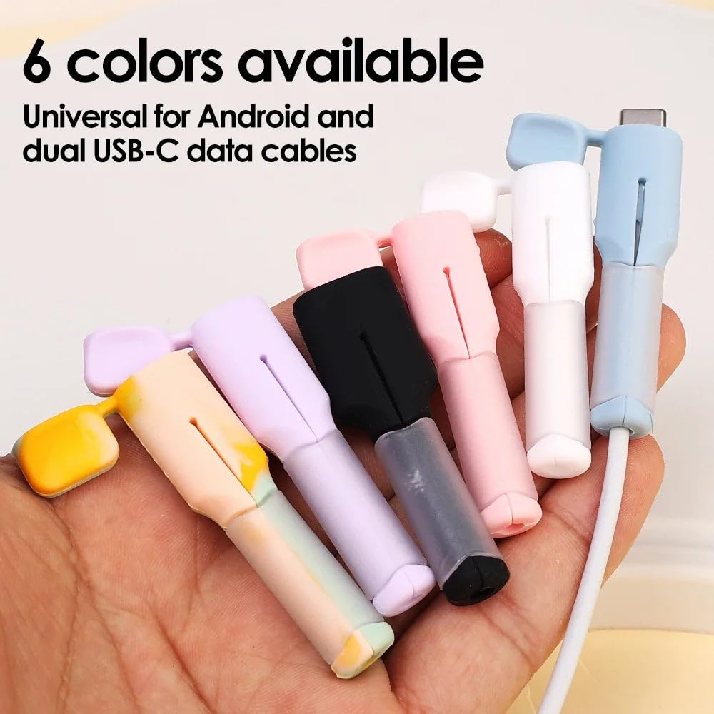 Confezione da 2 protezioni per cavi USB-C in morbido silicone, custodia flessibile per cavo di ricarica, copertura anti piegatura, organizer per cavi per protezione caricabatterie Android, blu, per