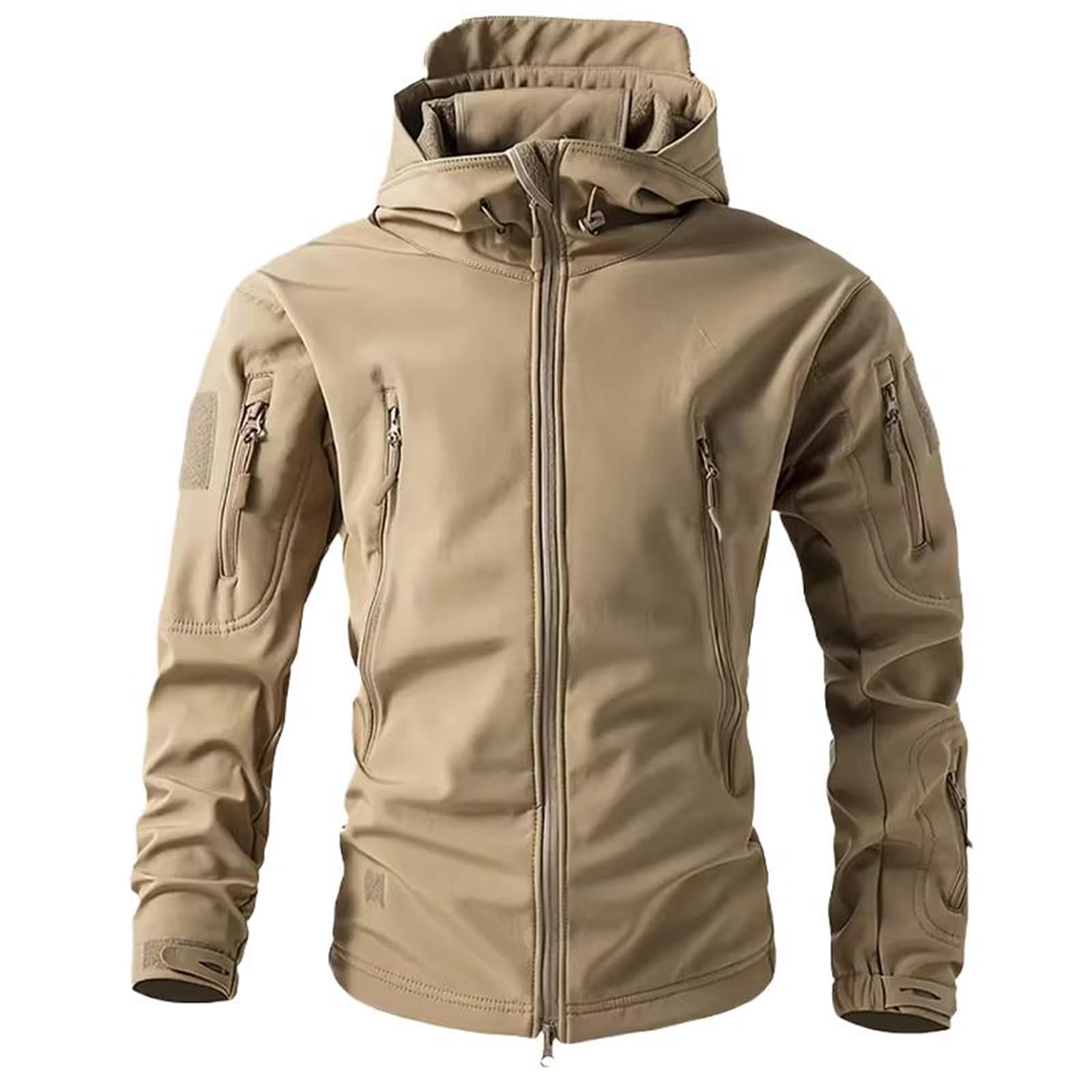GUOYUXIAO Chaqueta con Capucha para Hombres Abrigo de Trabajo de Montaña Impermeable a Prueba de Viento para Hombres - Caqui-