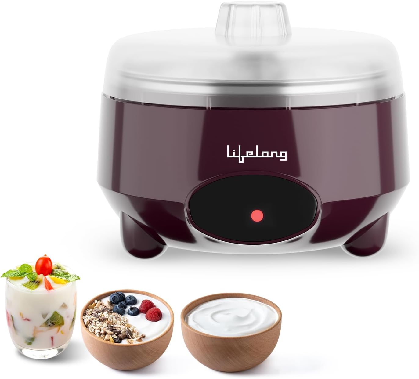 Lifelong Yogurt & Curd Maker for Home | Automatic Curd Maker with Auto Temperature Regulation | Electric Probiotic Yogurt Maker Machine for Kitchen (1 Litre) | 304 Stainless Steel Container (LLECM18)