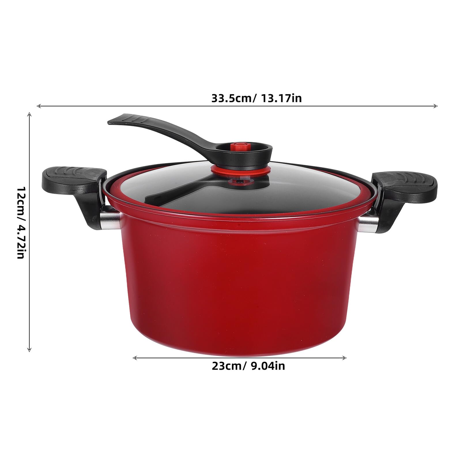 Olla de Presión Multifuncional Roja de Acero Inoxidable Tapa de Vidrio, Antiadherente y Fácil de Limpiar para Cocina de Inducción y Gas