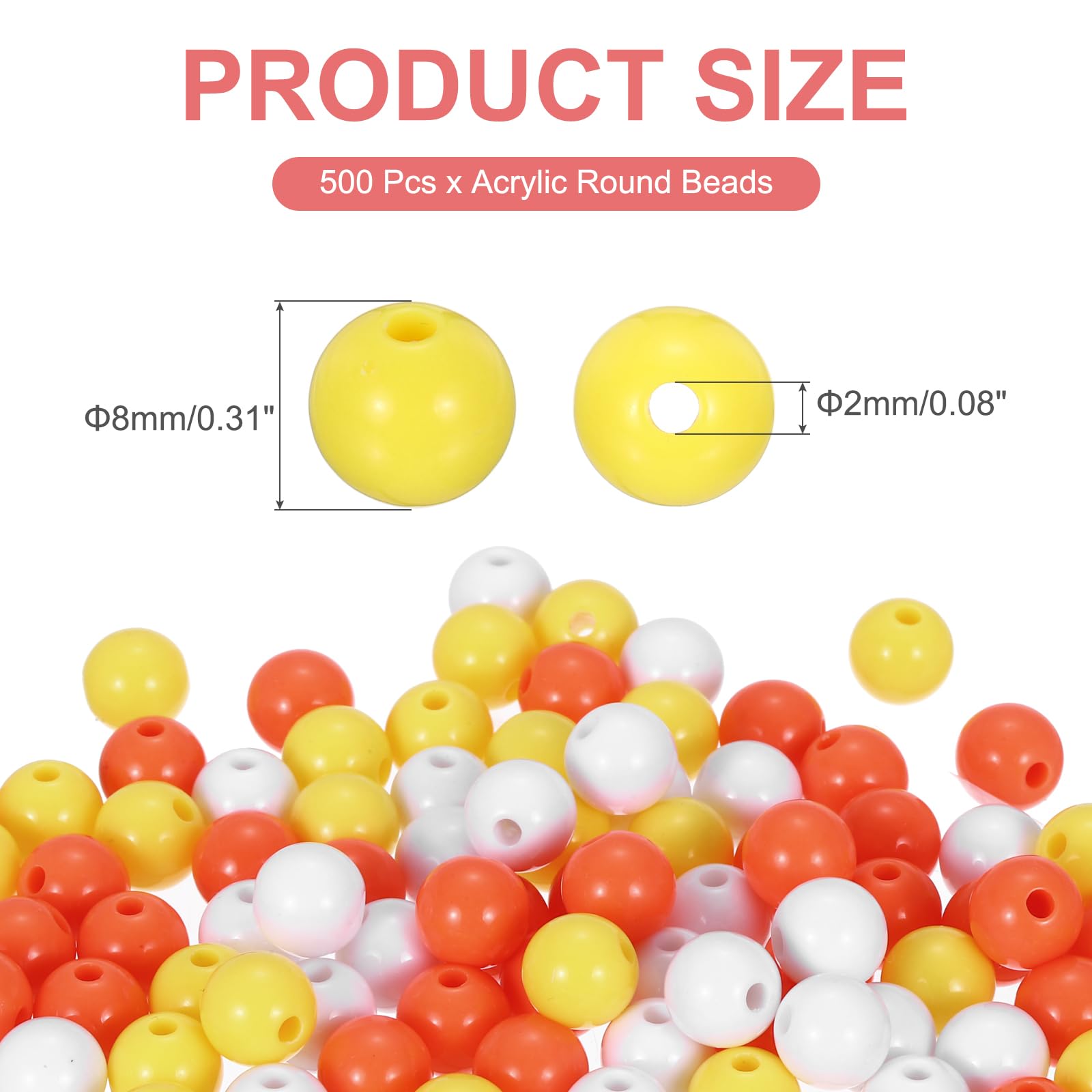PATIKIL 8mm Acrylic Round Beads - Image 2
