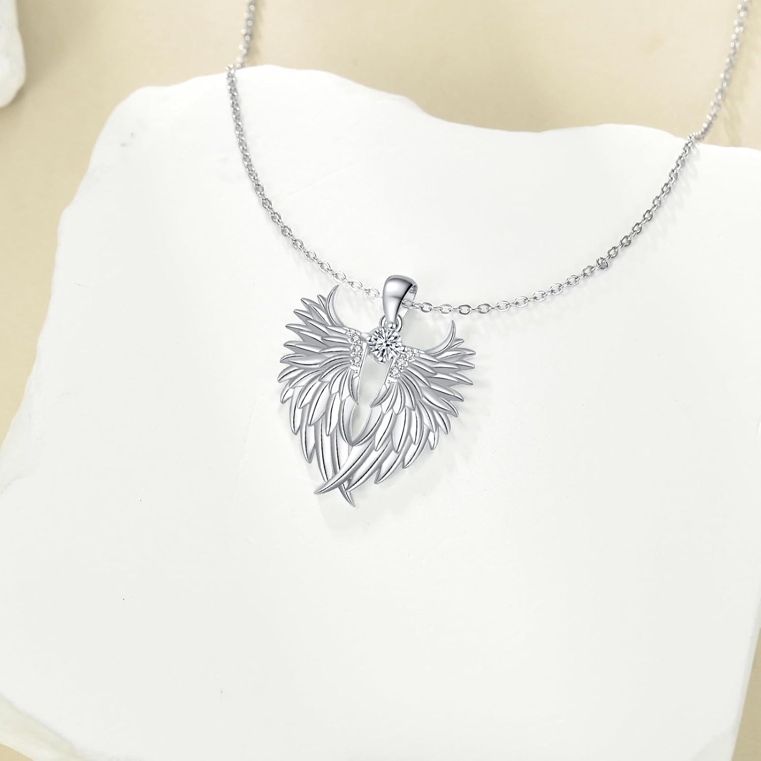 4X4mm Moissanite Angel Wings Necklace Sterling Silver Lab Grown Diamond Guardian Angel Wings Jewelry Gift for Women - Image 4