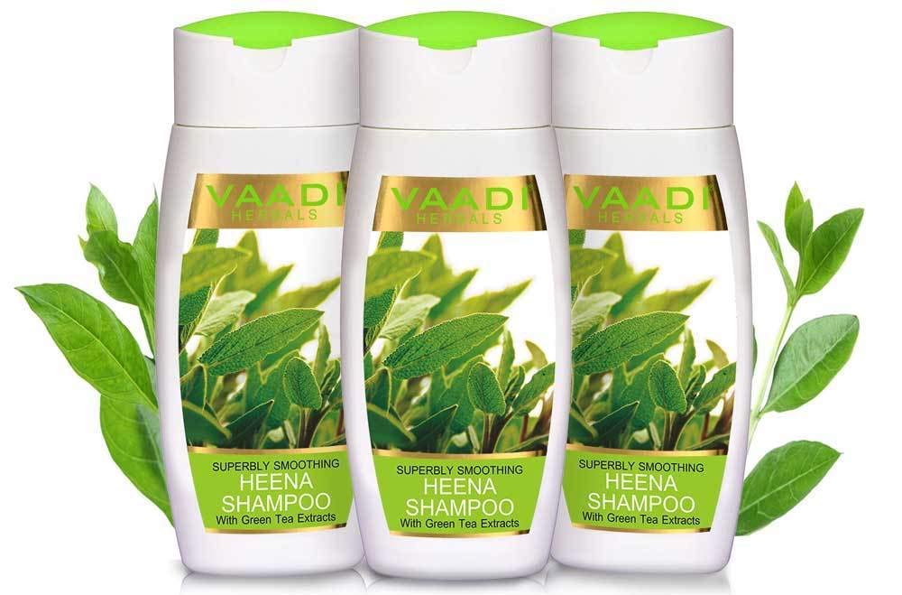 Vaadi HerbalsSuperbly Smoothing Organic Heena Shampoo With Green Tea Extract (3 X 110 ml/4 Fl Oz)