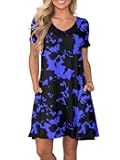 Women's Casual T Shirt Dress Summer Short Sleeve Swing Dresses with Pockets