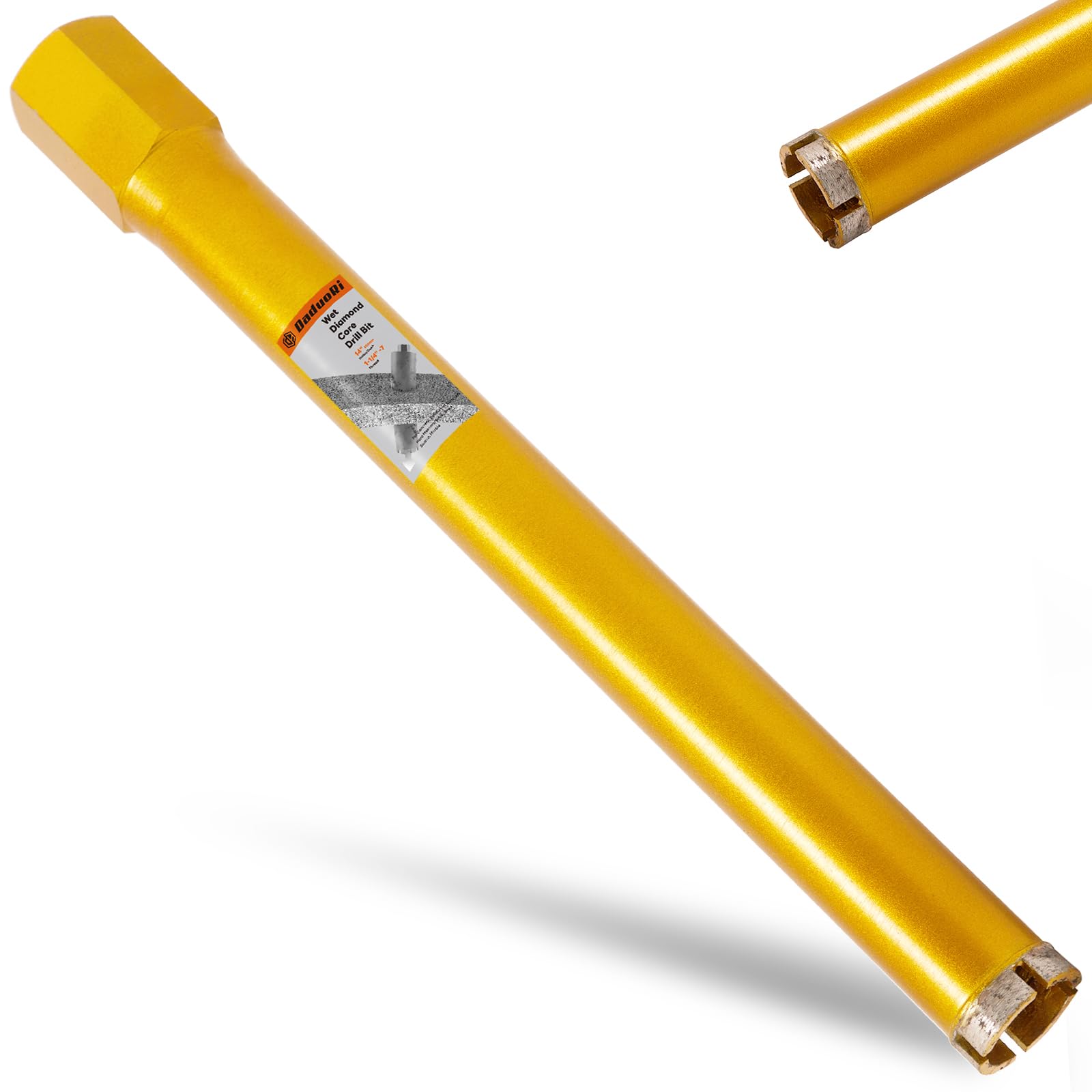 1 1/2 Inch Wet Core Drill Bit, 1.5" Core Bits for Concrete, 14" Drilling Depth, 1-1/4"-7 Thread Diamond Core Drill for Cured Concrete, Hard Masonry, Brick, Solid Cement, Stucco, Stone (38mm)