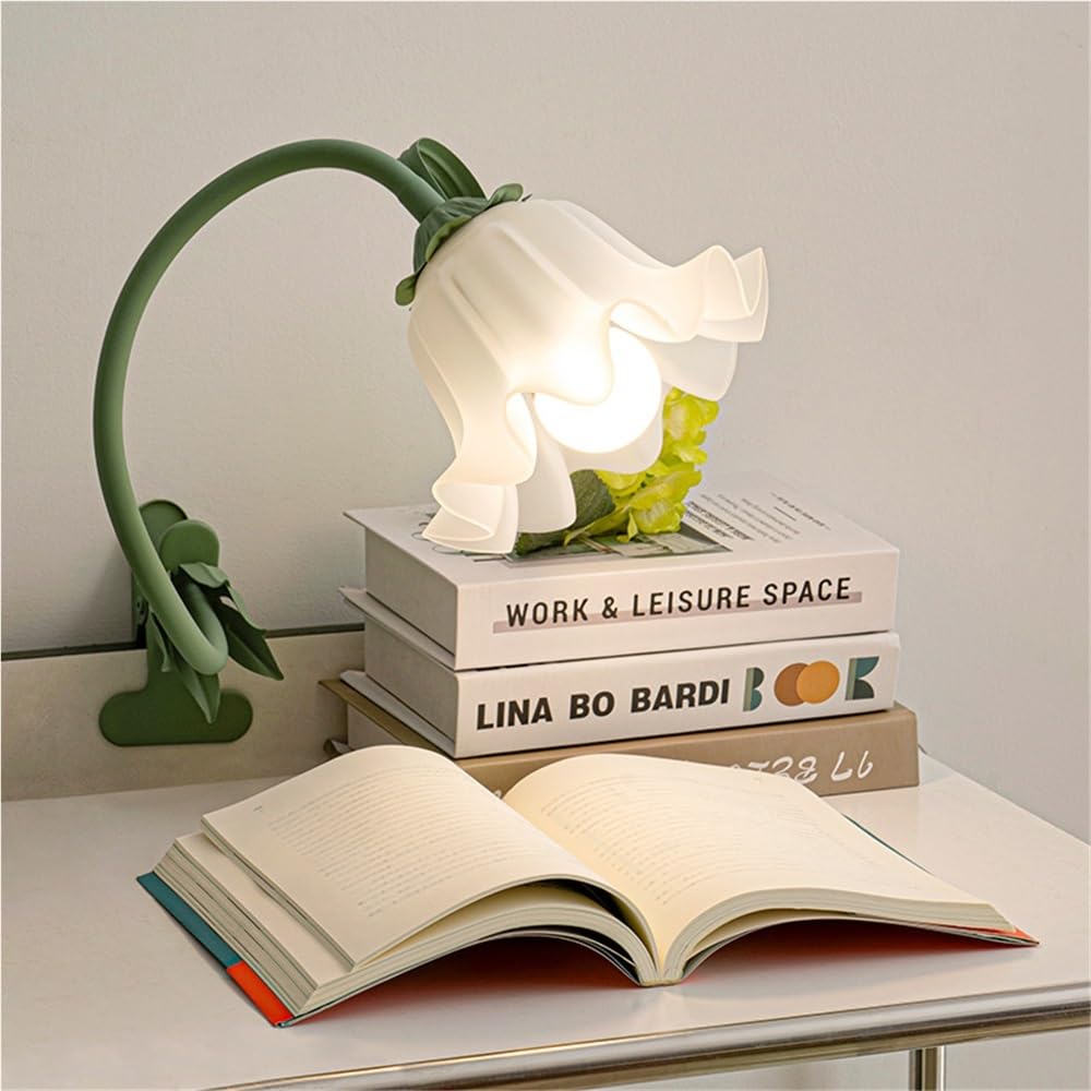 Tischleuchte Nachttischlampe Moderne Tischlampe mit Klemmleuchte, flexibler Schwanenhals, Blumen-Klemmlampe, Schreibtisch-Leselampe, E27, Acryl-Klemmlampen for Schreibtisch, Klavier, Kopfteil, Schlafs