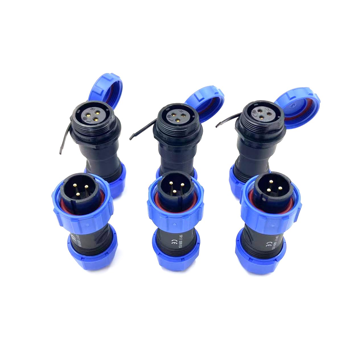 Lot de 3 connecteurs d'aviation SP17 à 3 broches, IP68, 3 broches, sans soudure, fiche d'aviation étanche pour lampes extérieures, utilisation 500 V 10 A (câble 14 AWG à sertir à vis)