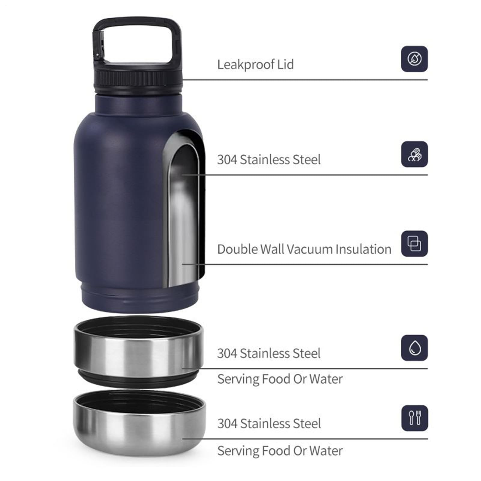 Borraccia Acqua Portatile Animali Contenitore Cibo 1520 ml Animali | Borraccia Termica Da Cuccioli Per Viaggio Appartamento Outdoor Road Trip Escursioni Campeggio Passeggiate Picnic Dormitorio