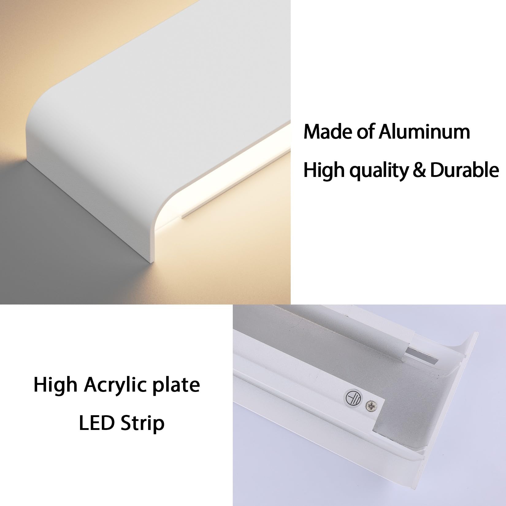 Klighten Applique da Parete Interno Moderno LED 83CM Lampada da Parete 30W Bianco Caldo 3000K Lampada da Muro per Camera da Letto Soggiorno Corridoio Scale (Bianco)