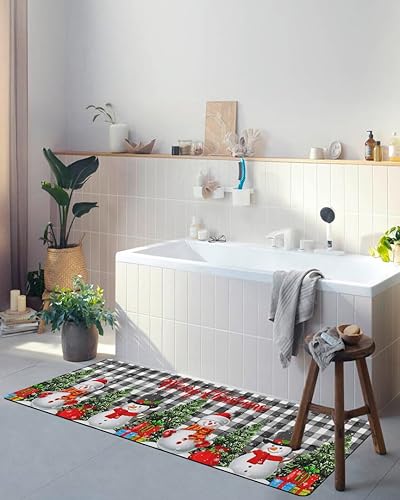 Miniatura 9 de Tapete de baño de Navidad con muñeco de nieve para bañera, antideslizante, de secado rápido y absorbente, con tierra de diatomeas, para fregadero de