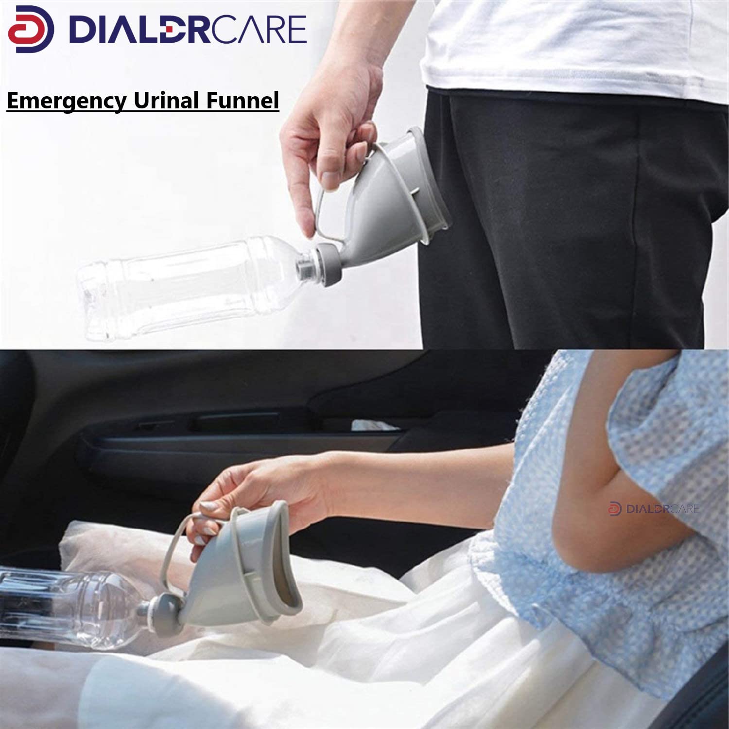 DIALDRCARE Unisex Reusable Portable Urinal Funnel Device for Emergency Sitting Standing Urine Pee Urination, Suitable for Outdoor Travel Car Hospital Home (Grey) DIALDRCARE Unisex Reusable Portable Urinal Funnel Device for Emergency Sitting Standing Urine Pee Urination, Suitable for Outdoor Travel Car Hospital Home (Grey)