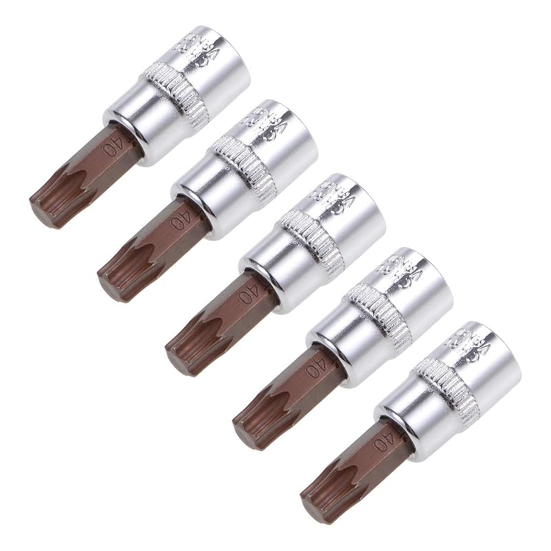 Jogo de Soquetes com Ponta Torx T40 e Encaixe de 6,35 mm, Aço S2 e CR-V, 38 mm, 5 peças uxcell