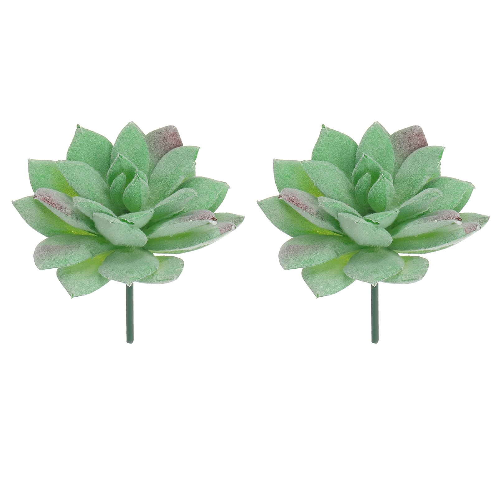 sourcing map 2 Pcs Artificial Succulent Plants, Small Realistic Fake Plants Colorful Faux Artificial Flocking Lotus Flowers for Home Office Garden Flower Hotel Decoration, Green