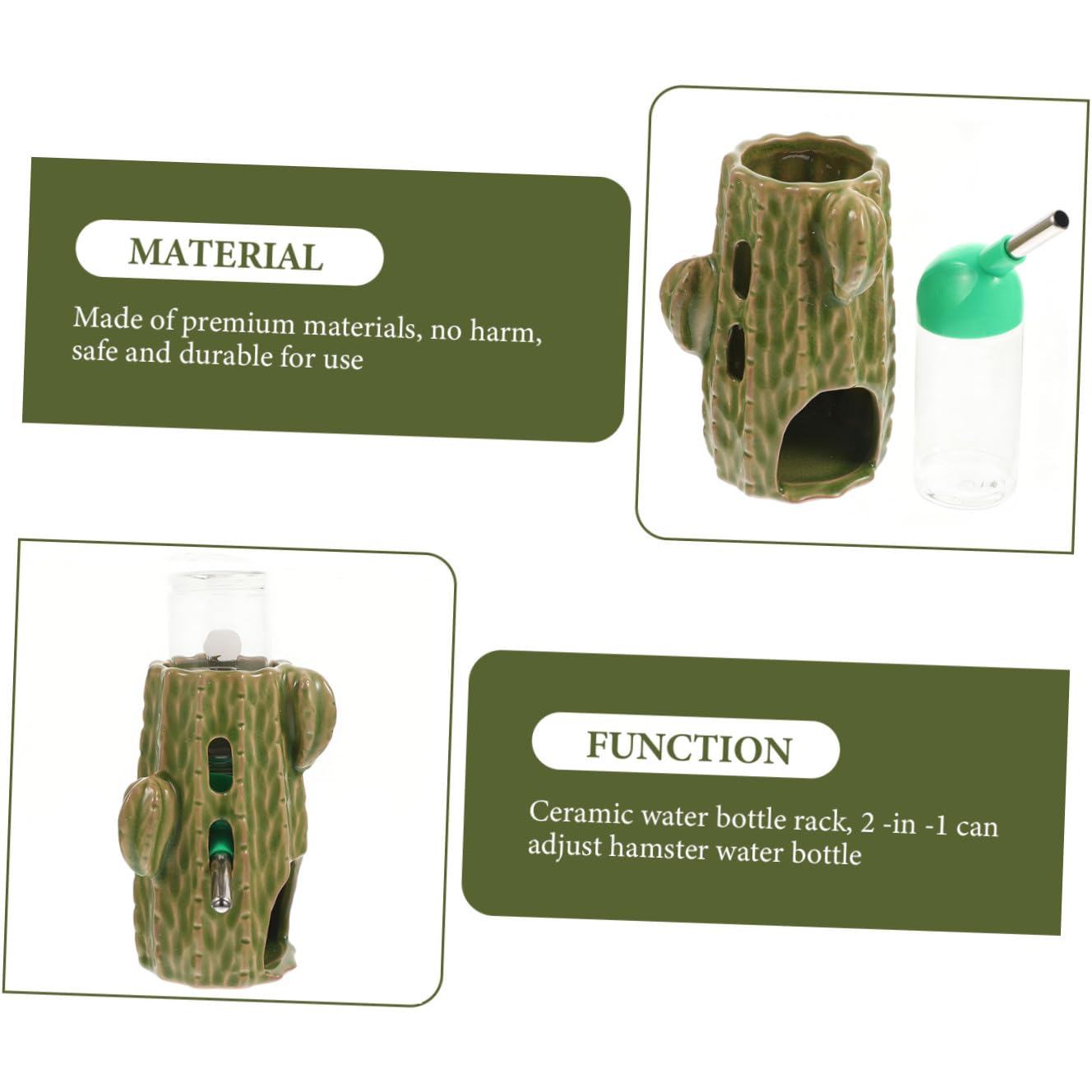 Abbeveratoio per Criceti in Ceramica Supporto, Bottiglia D’acqua Verticale 80ml per Piccoli Animali Domestici, Accessorio Pratico per Criceti, Porcellini D’india e Furetti