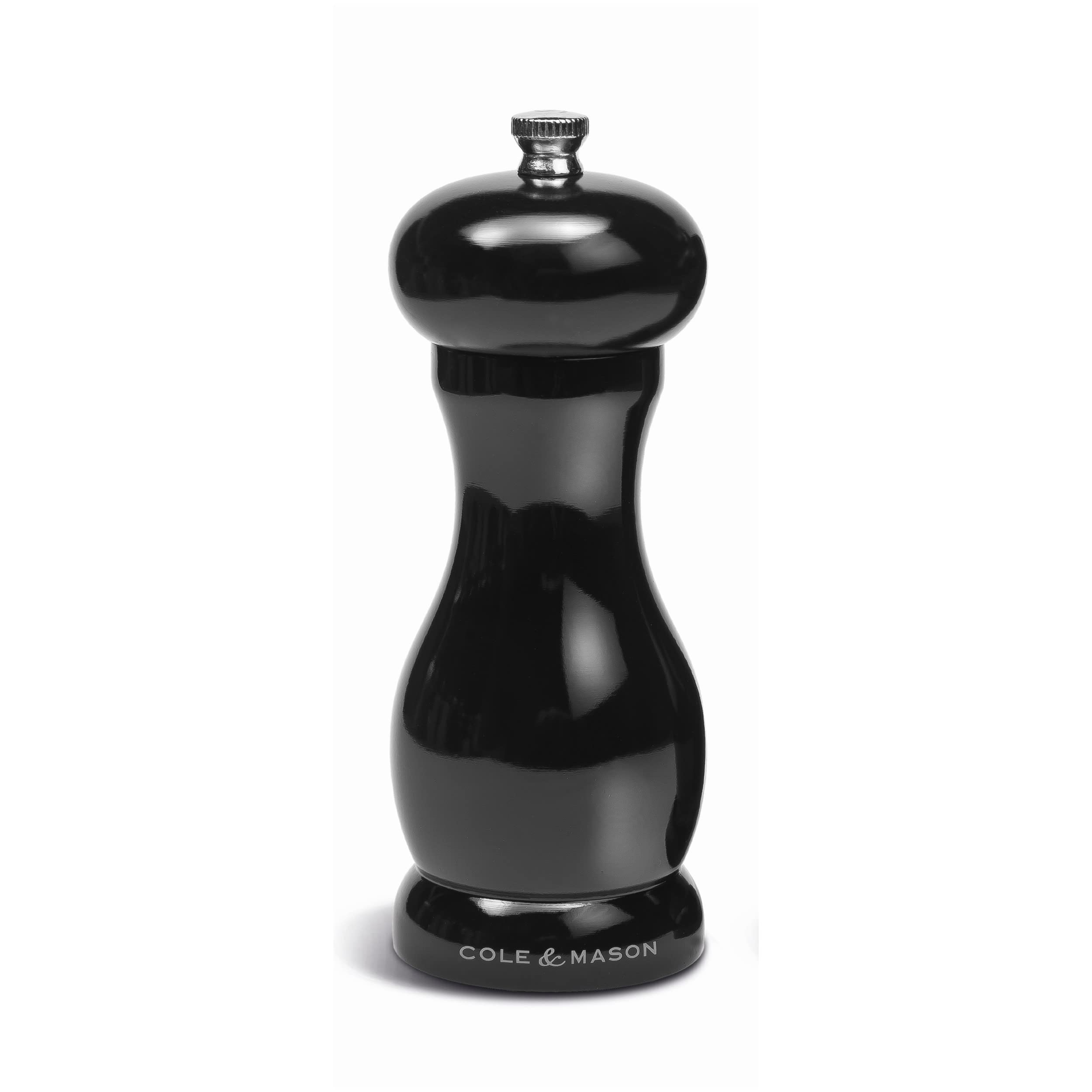 Cole & MasonH321825 Oxford Black Salt Mill, Precision Plus Wooden, Premium Coloured Gloss Seasoning Mill, Wood, Single, Includes 1 x Salt Grinder, 155 mm