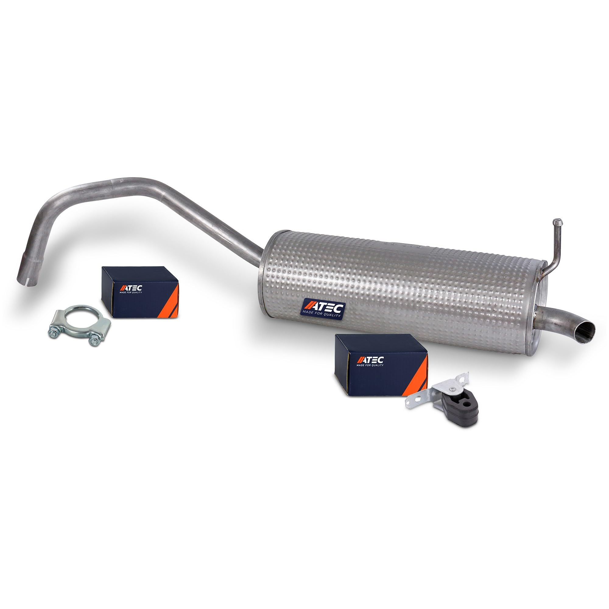 ATEC Endschalldämpfer + Montagematerial Kompatibel mit SEAT IBIZA 3 (6L1), IBIZA 4 (6J5, 6P1, 6J1, 6P5, 6J8, 6P8), SKODA FABIA 1 (6Y2), FABIA 3 (NJ3), FABIA 3 Kombi (NJ5), VW POLO 5 (6R1, 6C1)