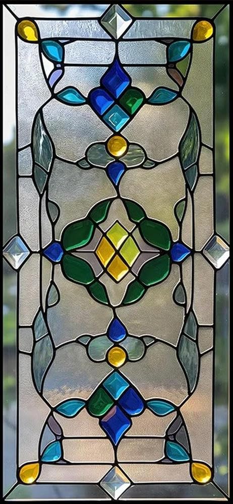 Retro Glass Film, American Colored Glass Film, Window Sticker Stained Glass Window FilM Static Cling Frosted/Etched