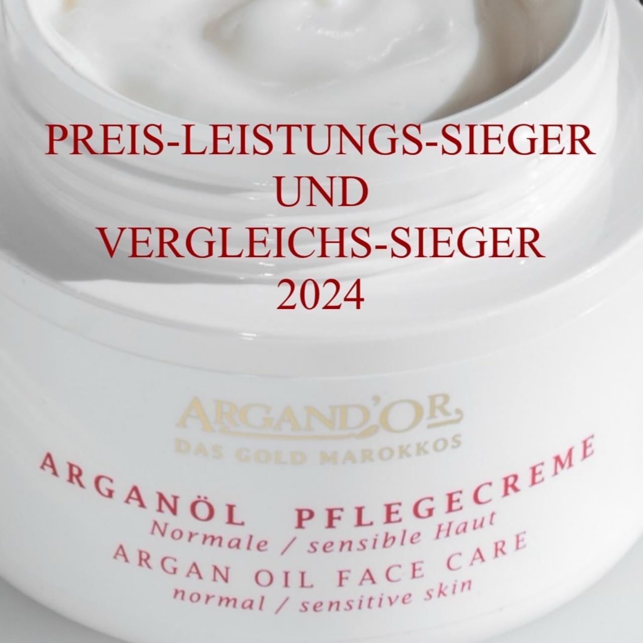 ARGAND'OR Arganöl Pflegecreme 2x50ml Für normale und sensible Haut Feuchtigkeits-Gesichtspflege Tagescreme und Nachtcreme DERMATEST "SEHR GUT" Vegan Zertifizierte Biokosmetik