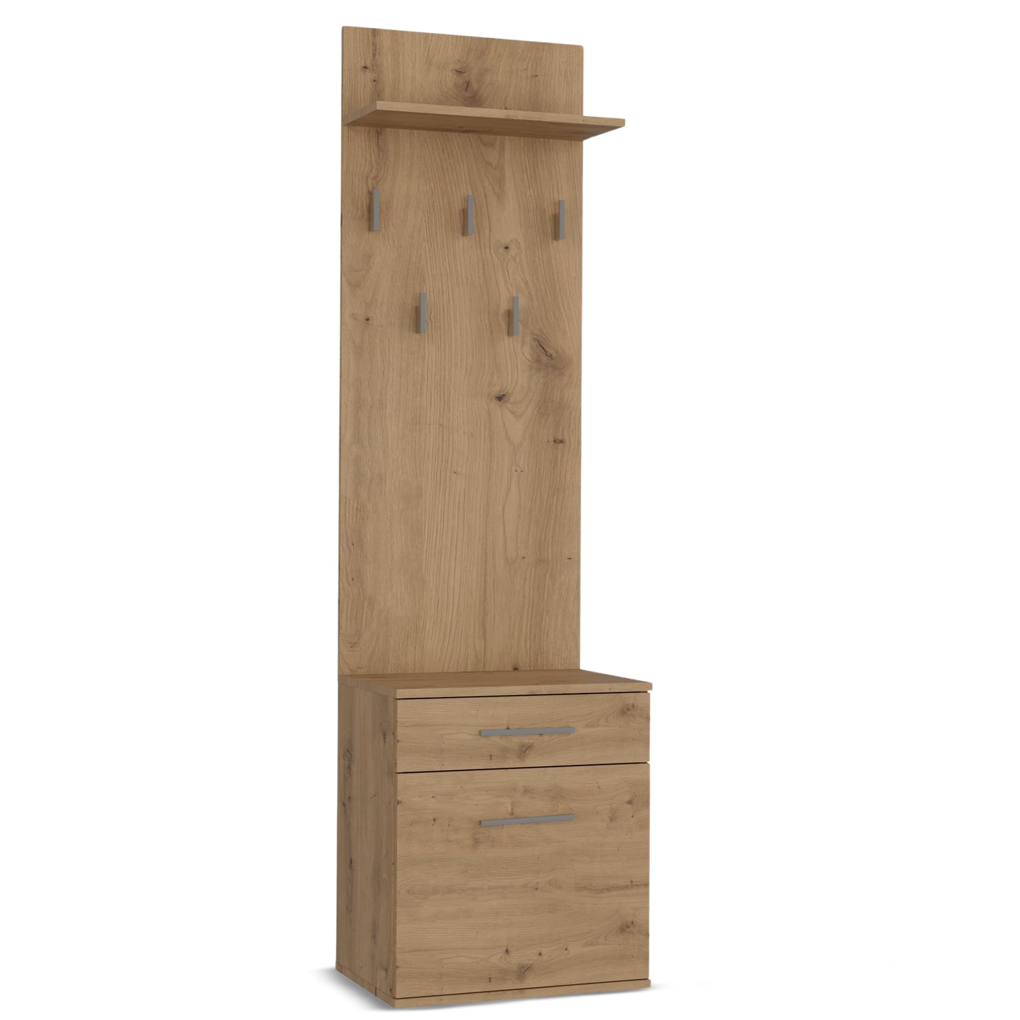 WHATSIZE ENTERPRISE - Modern Entryway Hall Double Wardrobe with Drawers Storage Coat Rack, Shoe Storage, Hanging Hooks Cabinet Contemporary Bedroom Hallway, Mudroom, or Foyer Furniture Artisan