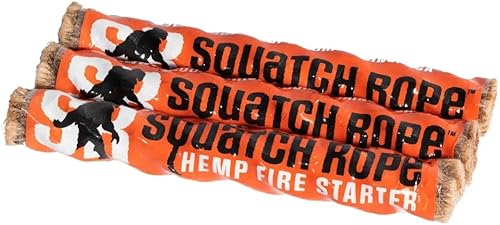 Squatch Rope Arrancadores de fuego de cáñamo, a prueba de viento, a prueba de agua, suministros de emergencia ecológicos para principiantes de