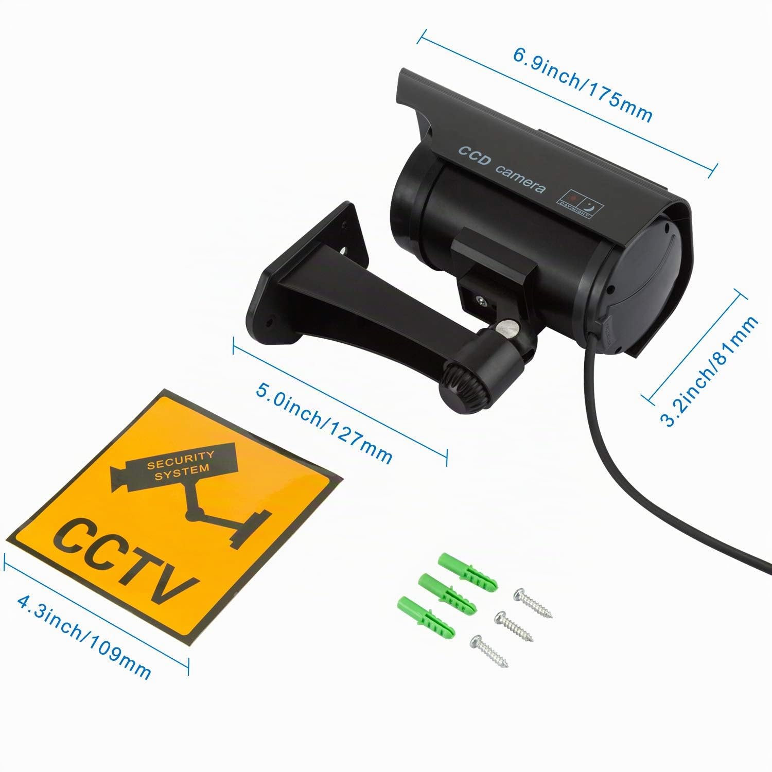 4 Pieza Cámara Falsa Dummy Cámara con Energía Solar de Seguridad LED Parpadeante Sistema de Vigilancia Cámara Simulada CCTV, para Uso en Interiores o Exteriores