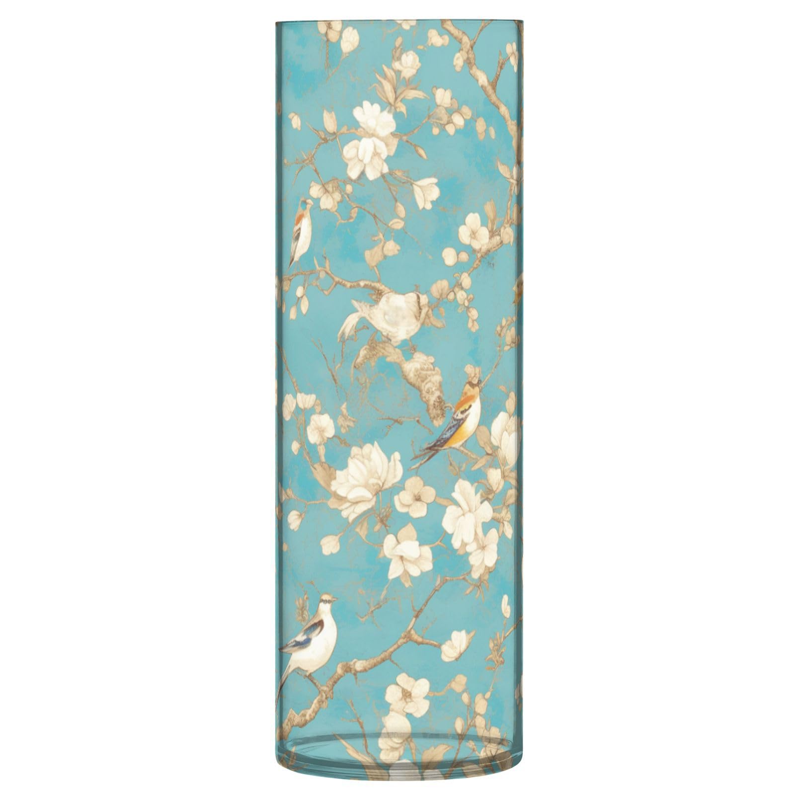 Vase fleurs oiseau blanc 30 cm esthétique pour cuisine et bibliothèque