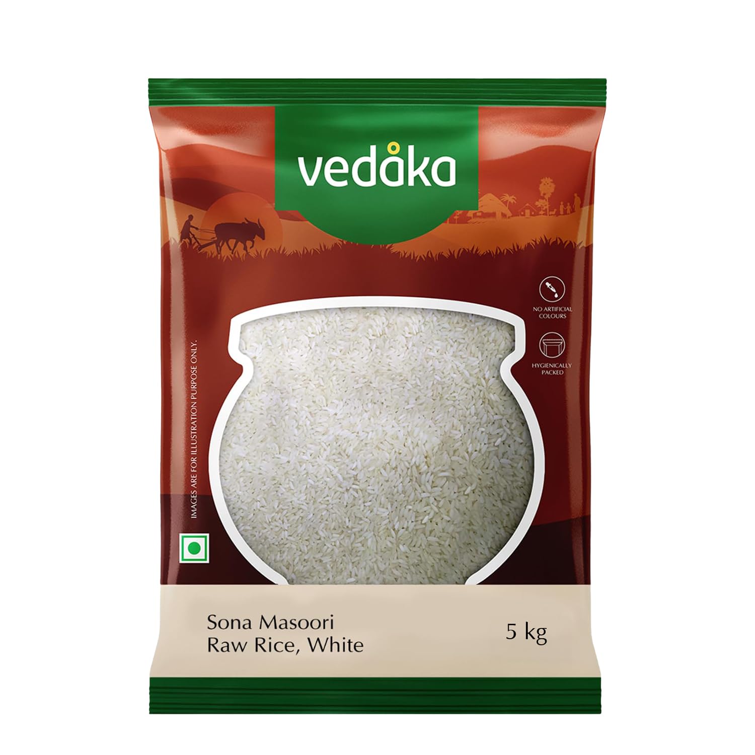 Amazon Brand - Vedaka Sona Masoori Rice, Steamed, 5 kg