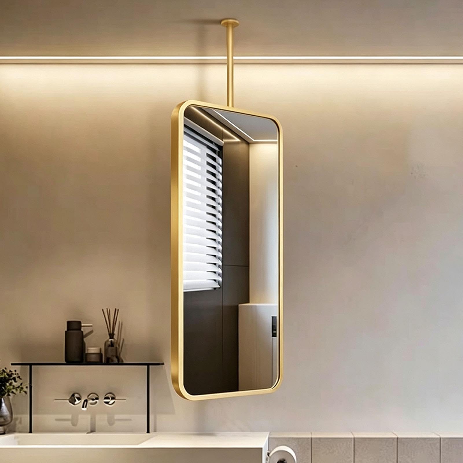 Specchio rettangolare bagno galleggiante corridoio hotel specchio dorato