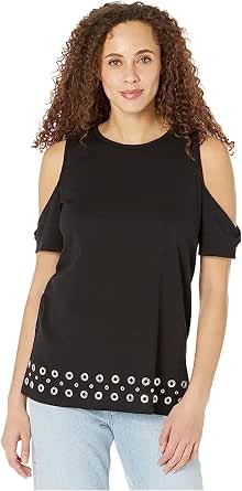Michael Kors Women's Sweetheart Neck Top Black Size 2X