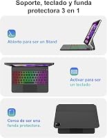 FOGARI Bluetooth Billentyűzet iPad Air 11/5/4 és Pro 11 Modellekhez - QWERTZ Touchpad, 7 Színű Háttérvilágítás, Fekete 5