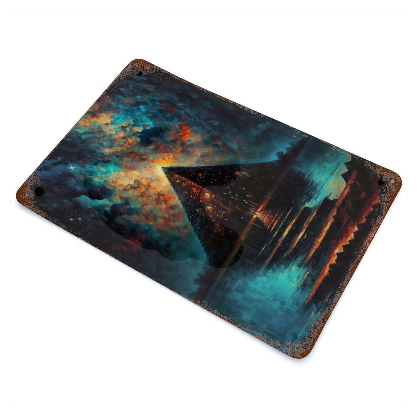 Bridge to The Pyramid Rust Effect Tin Sign 11.8"x7.9", Ideal for Farmhouse, Kitchen And Entryway Decor