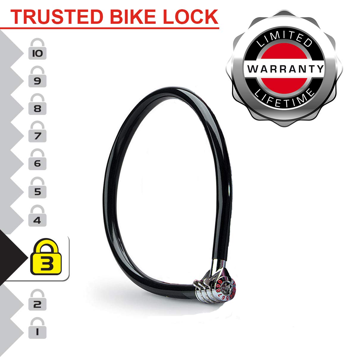 Master Lock Antifurto A U Per Bici E Moto – Catena Con Cavo, Certificato Sold Secure Gold, Impermeabile, Facile Da Trasportare