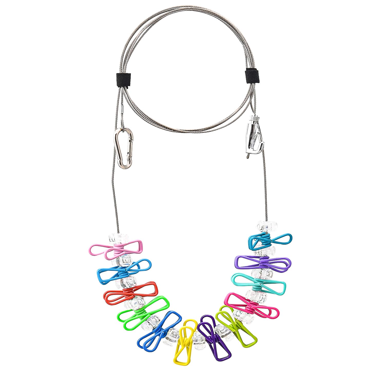 Retractable Travel Clothesline, Prefdo Adjustable 3-10Ft Steel Wire Rope with 12 Clothespins 13 Positioning Clips, Anti-Sag (30lbs), Portable for Outdoor Camping Hotels RV Cruise Ship