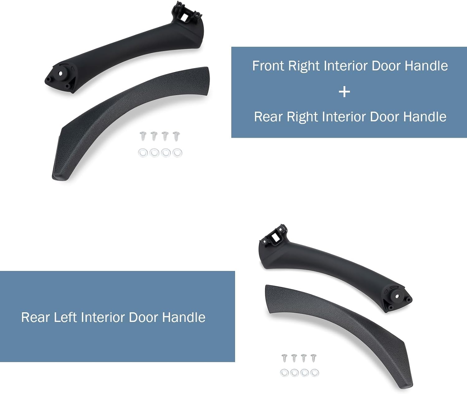 HEYOUTH 6 PCS Compatibel for BMW 3er E90/E91/E92/E93 Handgriffe links+Türgriff innen Rechts, Türgriff Innen Beifahrer,Griff und Griffverkleidung für 316 318 320 323 325 328 330 335(2005-2011) Schwarz